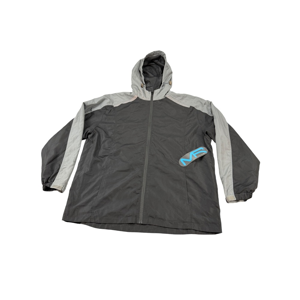 Mack Russo Mens XL Windbreaker Jacket Black Grey Hooded Full Zip Mesh Lined NWT